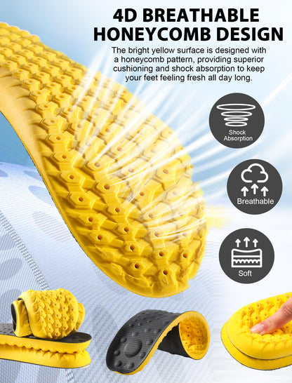 MARRDO 4D Cloud Soles Shock Absorption Arch Support Insoles Men 10-11 Women 11.5