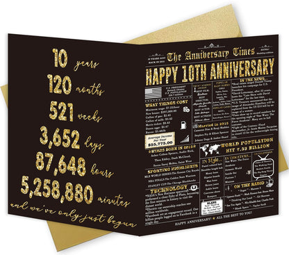 Londue 10 Year Anniversary Card for Him Her Romantic Tin Gift Couple
