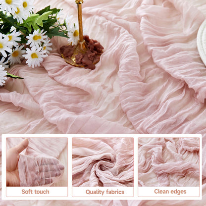 ZKPMJH 6PCS Dusty Pink Cheese Cloth Table Runner 35x120in Boho Gauze