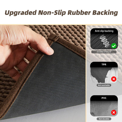 BULULOM Chenille Bathroom Rug Rubber Backing Brown 16x24 Absorbent Mat