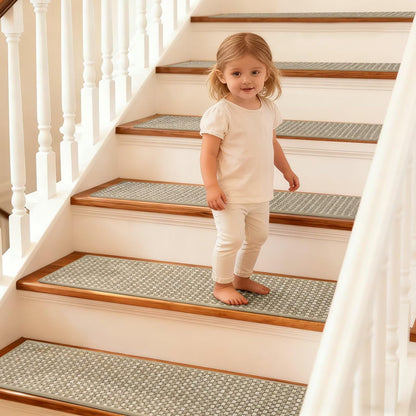 DEXDE 4-Pack Non-Slip Chenille Linen Stair Treads 9x30 Beige