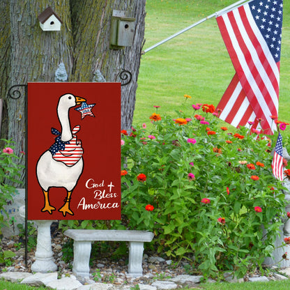 EKOREST Patriotic Garden Flag 12x18in Double Sided Funny Goose Red White Blue