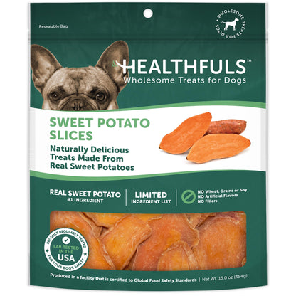 Healthfuls Sweet Potato Slices Dog Treats Grain Free Limited Ingredient 16 oz