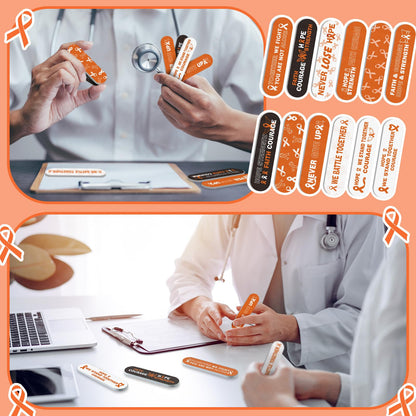 Lasnten 204 Pcs Orange Ribbon Nail Files Bulk Emery Boards Leukemia Awareness