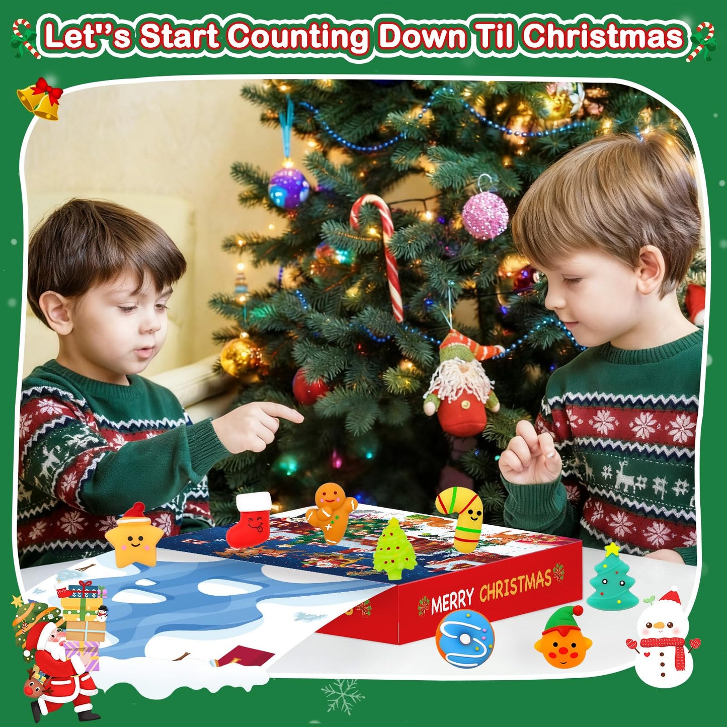 Govetom 2025 Christmas Advent Calendar 24 Days Multi-color Mochi Squishy Toys