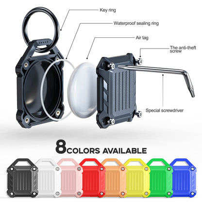 Jeanue Waterproof AirTag Holder Keychain Case Orange & Black 2 Pack Screw Closed