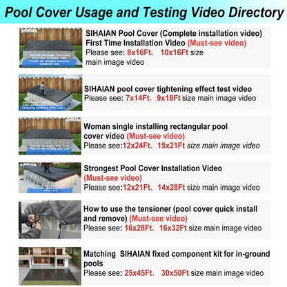 SIHAIAN 16x28Ft Oval Pool Cover UV Weather Resistant Side Storage