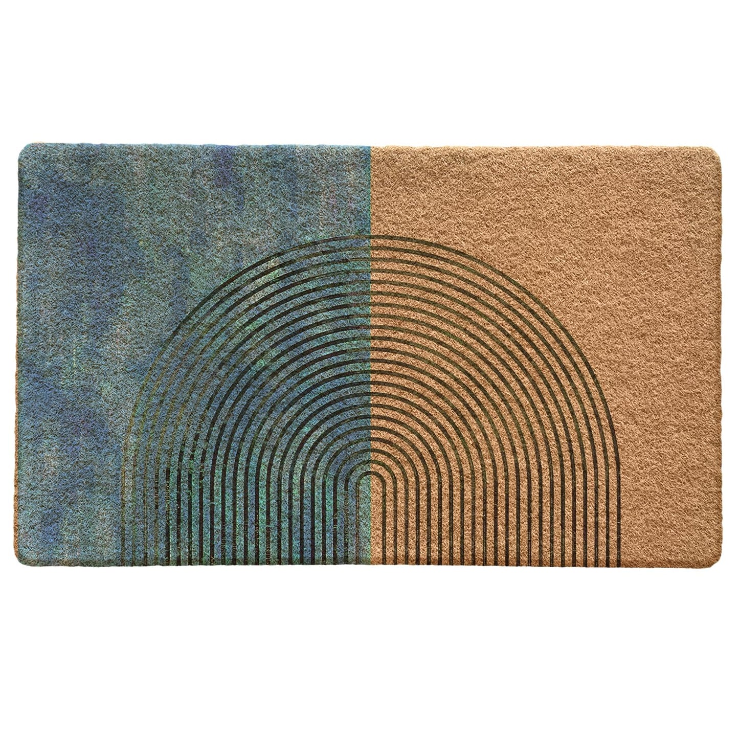 Qabliqo Boho Welcome Door Mat Mid Century Modern Green Chenille 17x30 Inch