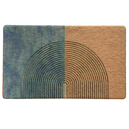 Qabliqo Boho Welcome Door Mat Mid Century Modern Green Chenille 17x30 Inch