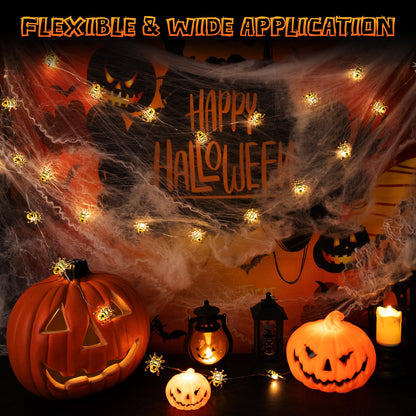Joygoods Halloween Spider String Lights 7ft 20 LED Warm White Battery 2 Pack