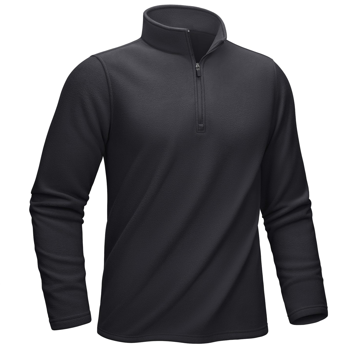 KEFITEVD Men's Quarter Zip Sweatshirt Thermal Fleece Pullover Black Size M