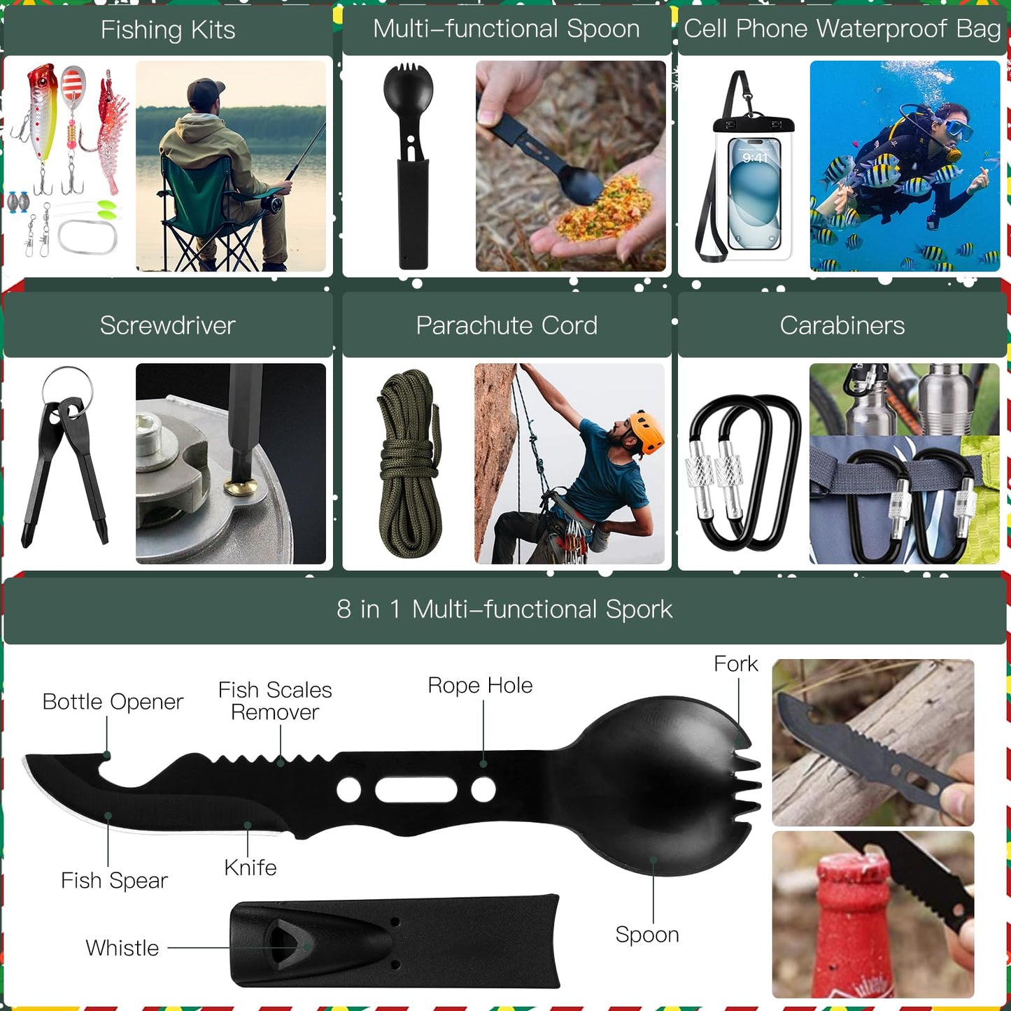 GiftSketch Survival Kit Advent Calendar 2025 24 Days Outdoor Camping Black