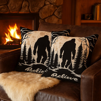 Burbell Bigfoot Christmas Pillow Covers Set of 2 Black 18x18