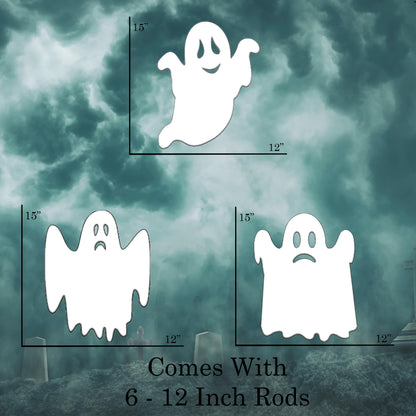 Rogue River Tactical Large Ghost Halloween Yard Sign Outdoor 15x12 Inch 3 Pack