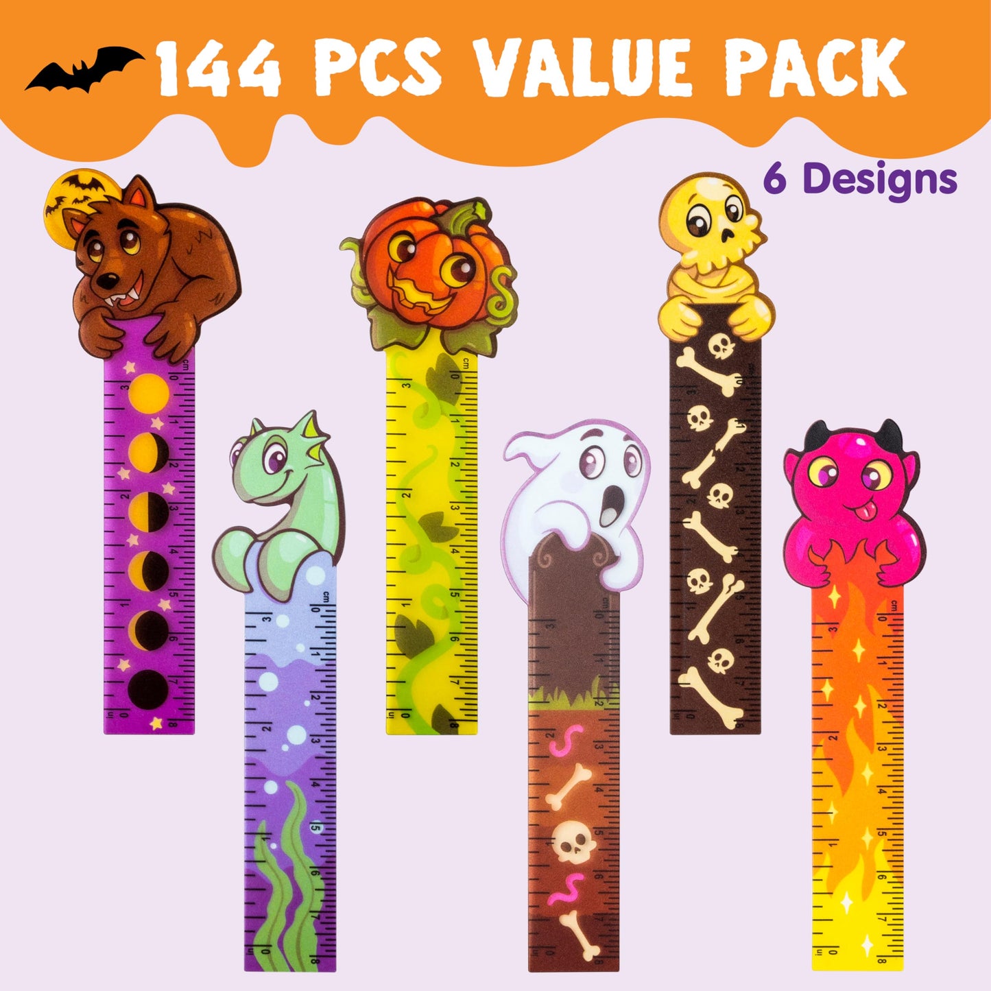 JOYIN Halloween Bookmark Rulers 144 PCS 6 Designs Party Favor Pack