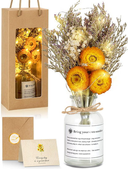 JMHACHY Preserved Sunflower Gift for Mom Birthday Yellow Natural Fibers