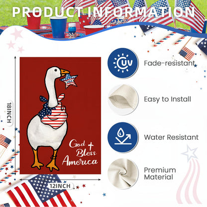 EKOREST Patriotic Garden Flag 12x18in Double Sided Funny Goose Red White Blue