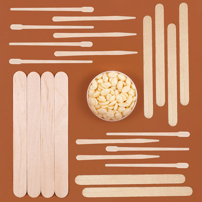 Mibly 500 Pcs Wooden Wax Sticks Assorted Applicator Spatulas for Body Face Legs