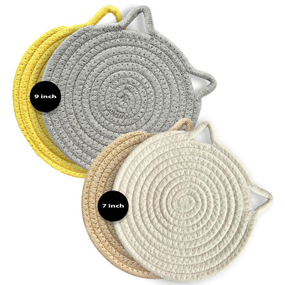 UKJENT Cotton Trivet Mats 4 Pcs Heat Resistant Pot Holders 7" & 9" Multi Color