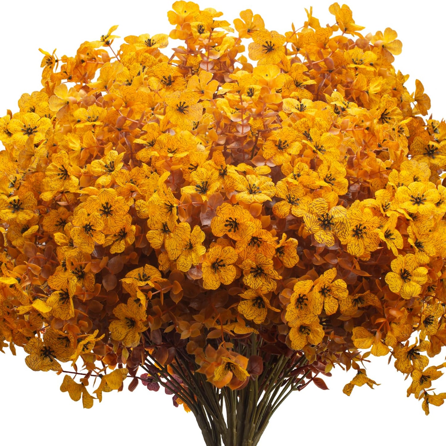 Grunyia 16 Bundles Artificial Fall Mums UV Resistant Silk Plants 13.5in Yellow