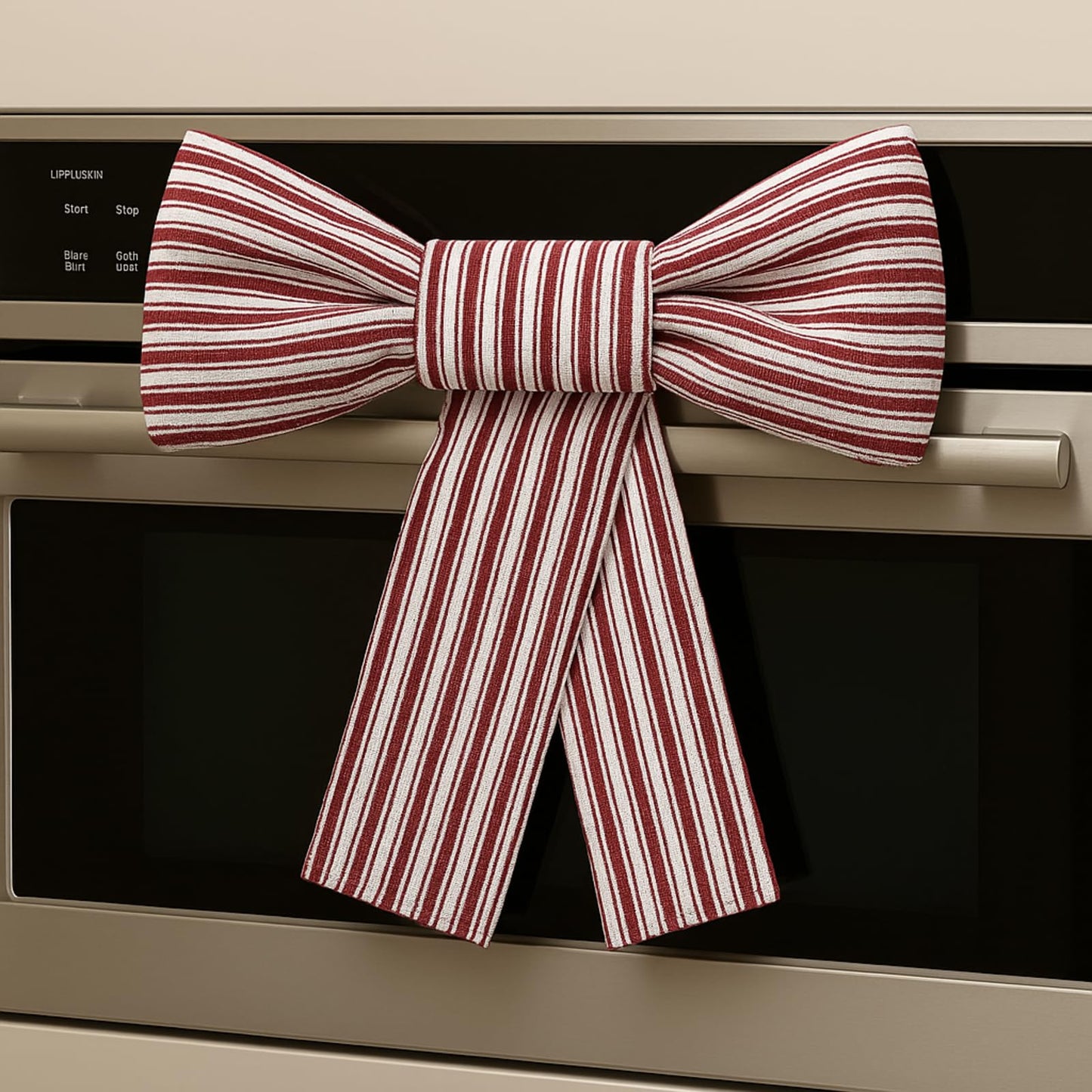 Hungdao Christmas Kitchen Towels 2 Pc Red White Stripes Decorative Bows