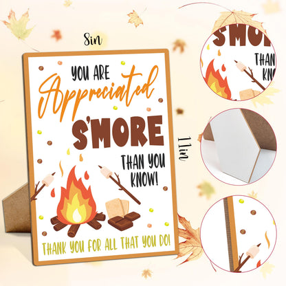 Muruseni Appreciated Smore Fall Party Sign 8x11 Wooden with Stand