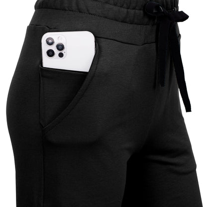 RESHE Womens Capri Pants Wide Leg Drawstring Lounge Yoga Navy Size S