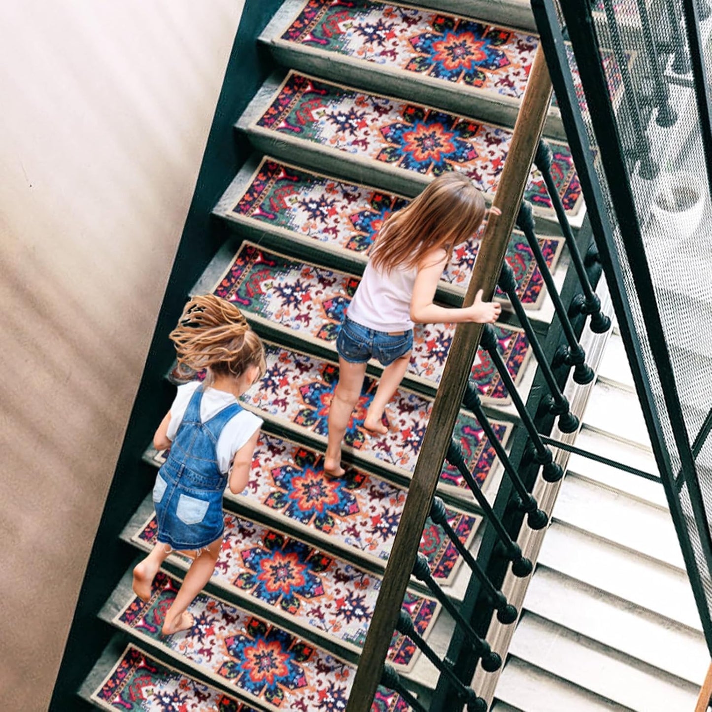 BAOLIVE Stair Treads Carpet 30x8 Orange 4pc Indoor Rubber Backing Boho