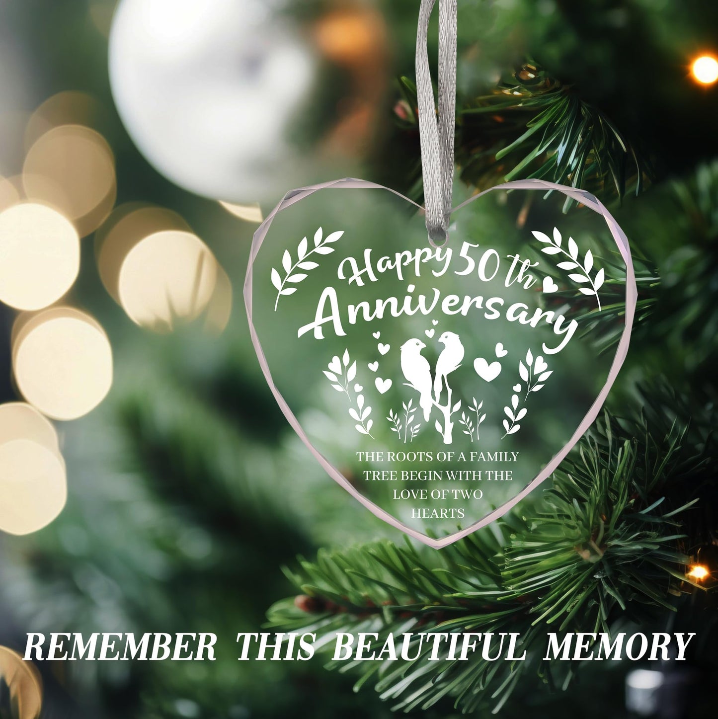 Vorruil Baby First 50th Anniversary Gift Heart Glass Tree Decoration