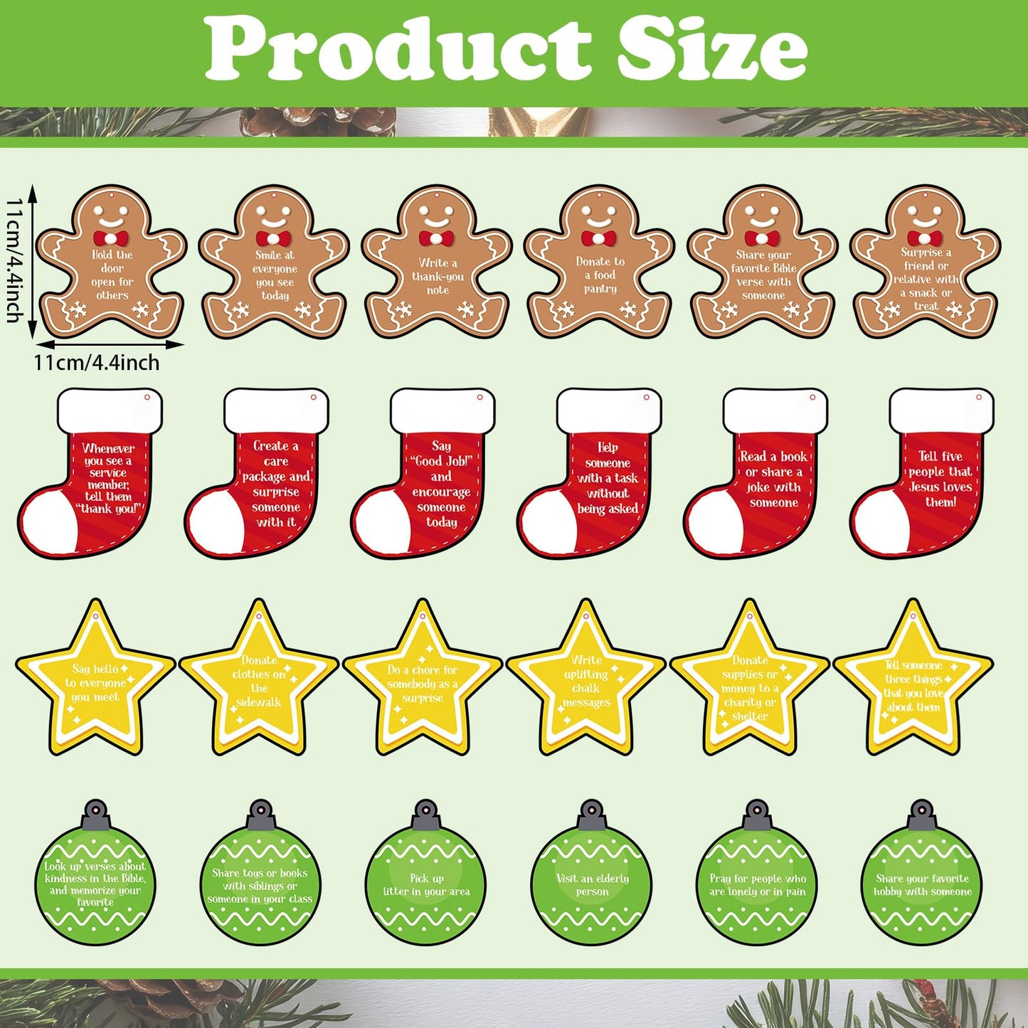 Soulchen 24 Pcs Gingerbread Man Christmas Tree Ornaments with Red Ropes
