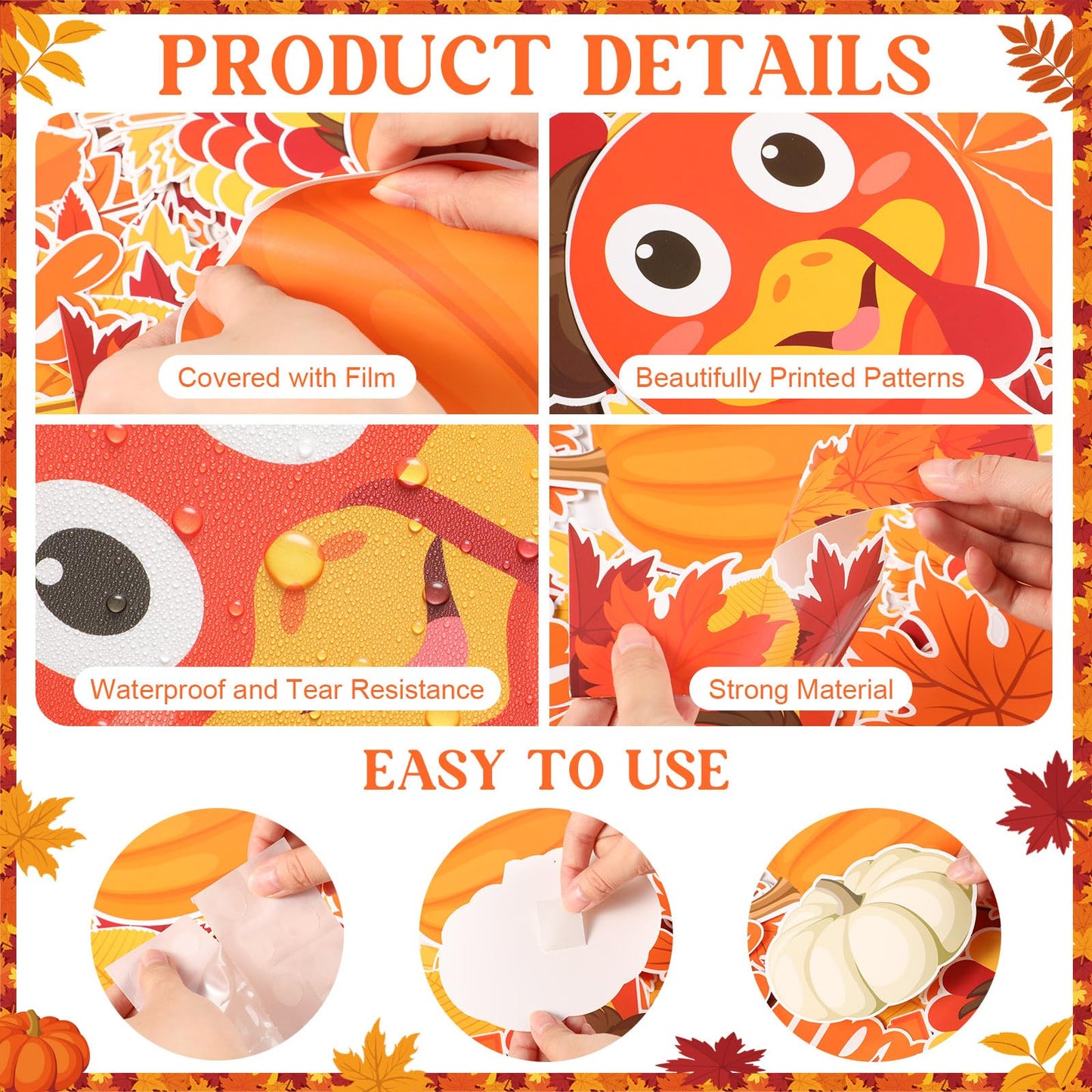 Containlol Fall Thanksgiving Bulletin Board Set Colorful Small 12.6x10.2in