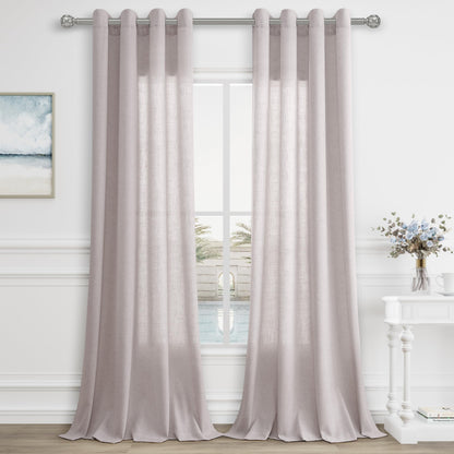 Aersas Champagne Linen Curtains 52x108in 2 Panels Grommet Light Filtering