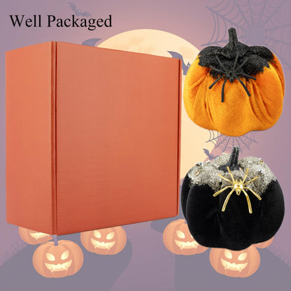 Generic Velvet Halloween Pumpkin Decor 4PCS Black Orange 3.94x3.54in