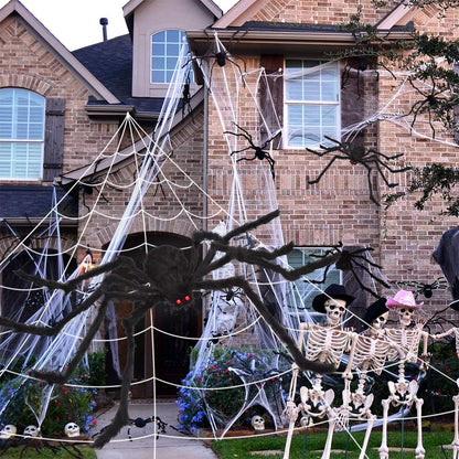 OCATO 200" Halloween Spider Web + 59" Giant Spider Decorations Black