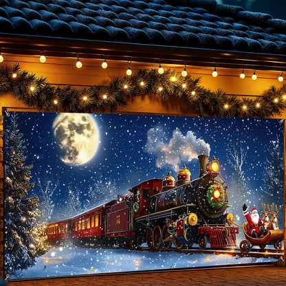 Yomaiha Christmas Santa Garage Door Cover Banner 6x13 ft Red Polyester