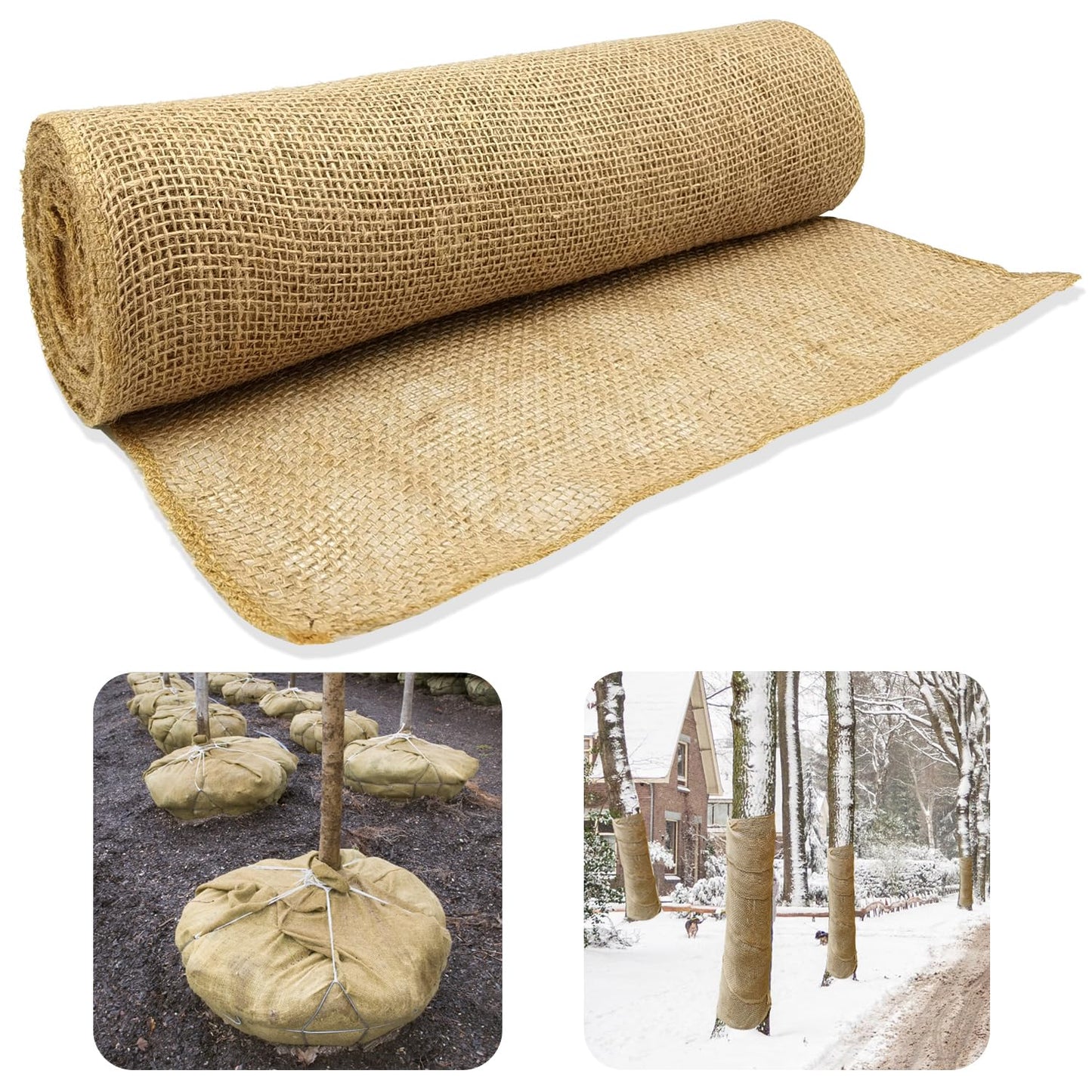 Medoore Natural Burlap Tree Protector Wraps 7.8"x9.8' 4 Rolls Jute
