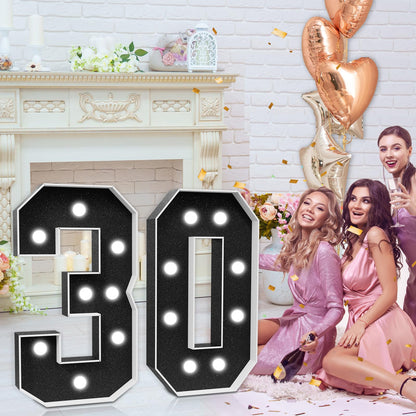 imprsv Marquee Numbers 30th Birthday Light Up Number 30 Black 3ft