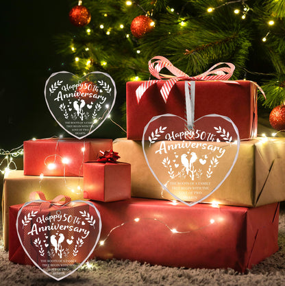 Vorruil Baby First 50th Anniversary Gift Heart Glass Tree Decoration