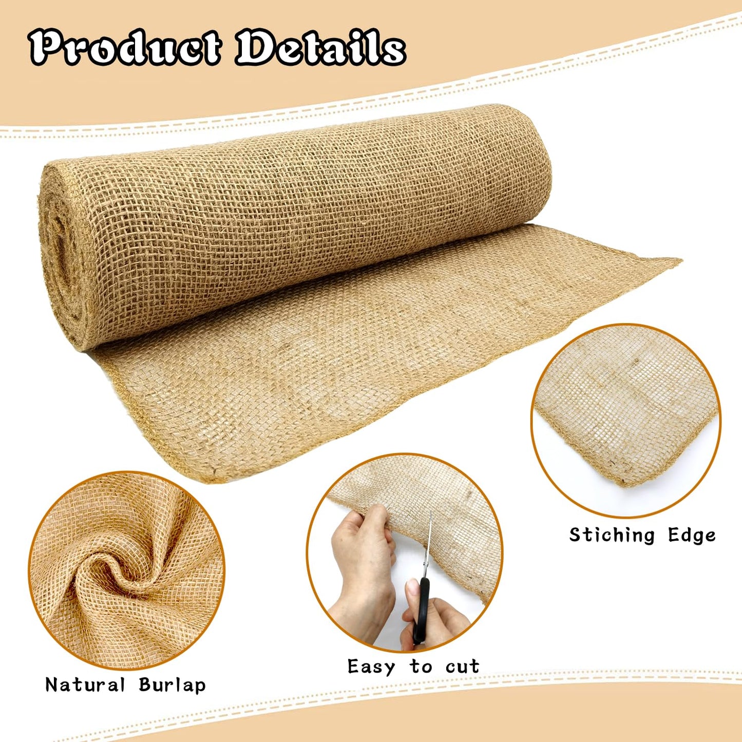 Medoore Natural Burlap Tree Protector Wraps 7.8"x9.8' 4 Rolls Jute