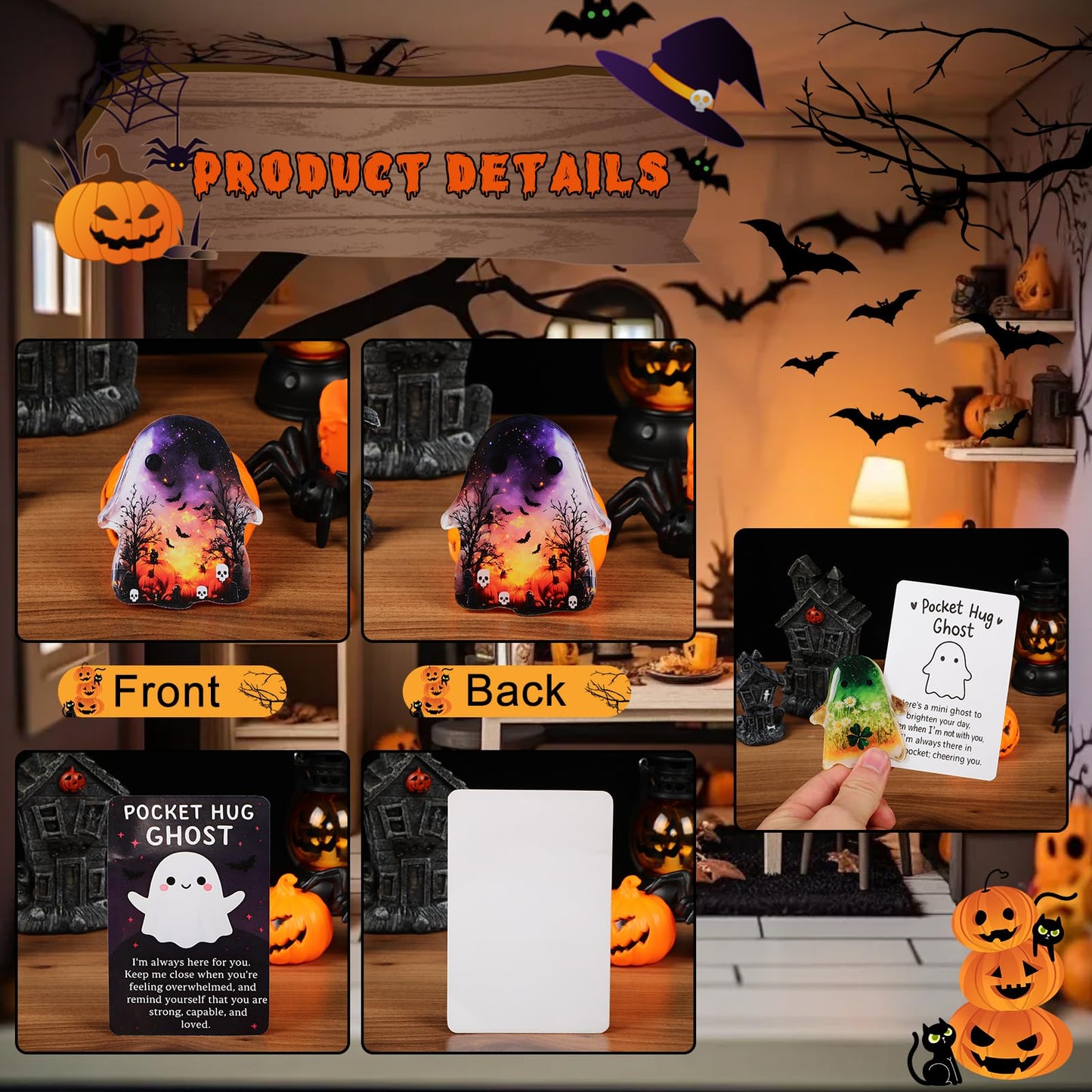 Generic Ghost Pocket Cards Halloween Comfort Inspirational Black Mix