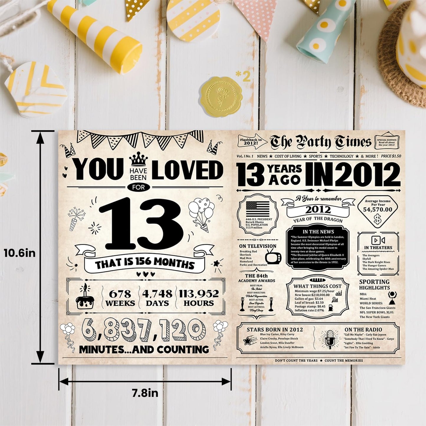 ZUDBBDSD 13th Birthday Card Boys Girls Party Decorations Retro Variety Pack
