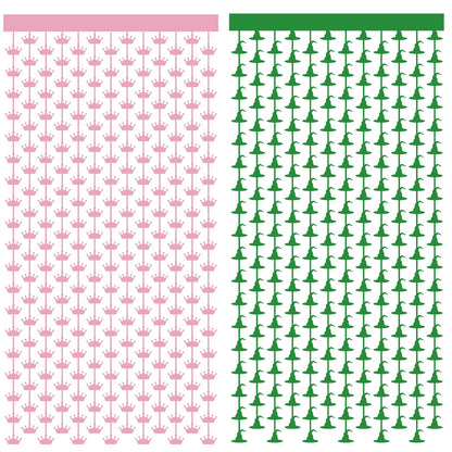 JJWYLTKB 2 Pack Pink Green Fringe Curtain 3x7ft Birthday Party Decor