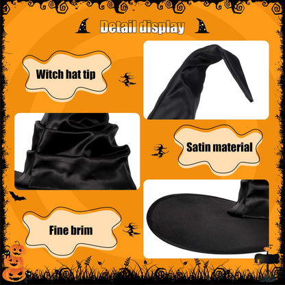 Leuceiy Halloween Witch Hat Black Polyester One Size Women Costume Accessory