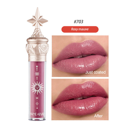 HANDAIYAN Small Star Stick Lip Gloss Lipstick Water Light Film Mirror Lip Glaze Glass Lip Gloss Moisturizing Lasting Not Easy To Fade