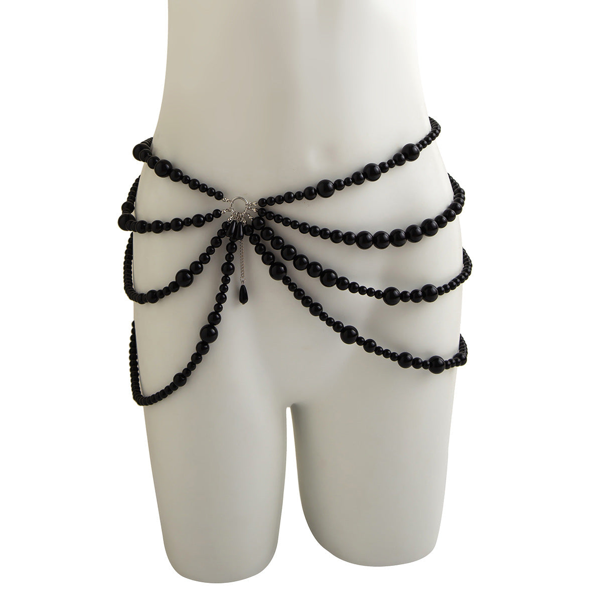 Sweet, cool and spicy girl imitates pearl hollow tassel ethnic windbreaker decoration chain, sexy nightclub style multi-layer body chain