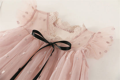 3-8 years kids gown lace casual dress