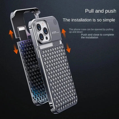 Metalen Warmteafvoer Telefoonhoes Voor Iphone 13 12 14 15 Pro Max Plus Koelende Geur Randloze Holle Aluminium Schokbestendige Hoes
