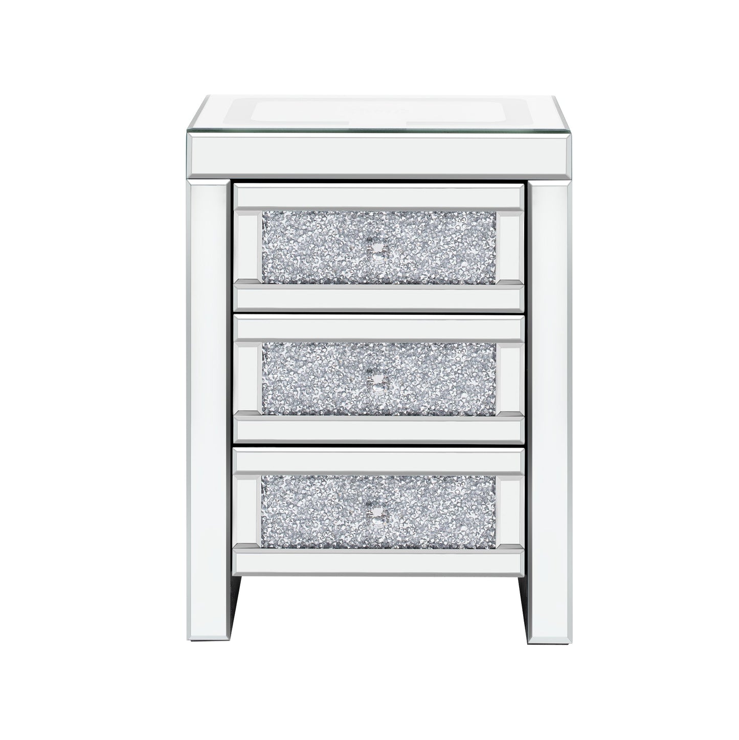 U-Can 15.7 "W silver rectangular mirror coffee table with wireless and USB charging function, LED lights, crystal style handle