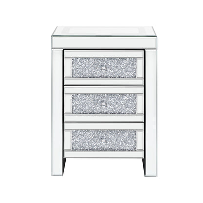 U-Can 15.7 "W silver rectangular mirror coffee table with wireless and USB charging function, LED lights, crystal style handle