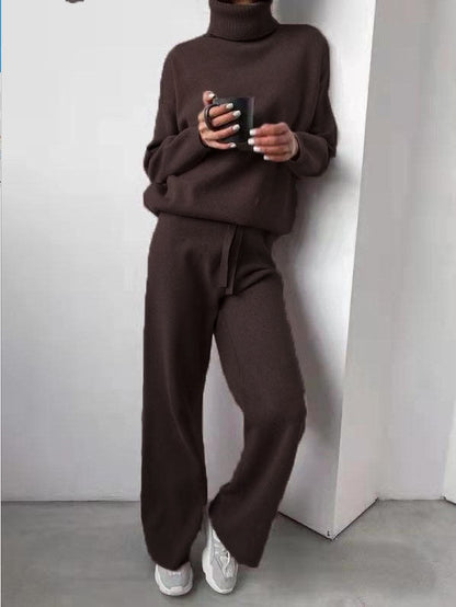 Casual Women Turtleneck Sweater Drawstring Pants